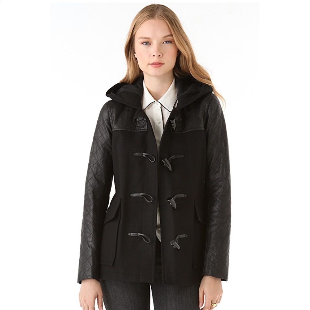 ~Theory~ Leather Wool Black Jacket
